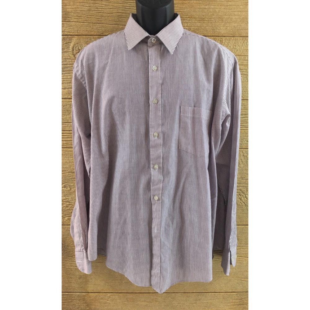 Ketch 17.5 34/35 Dress Shirt Purple White Striped